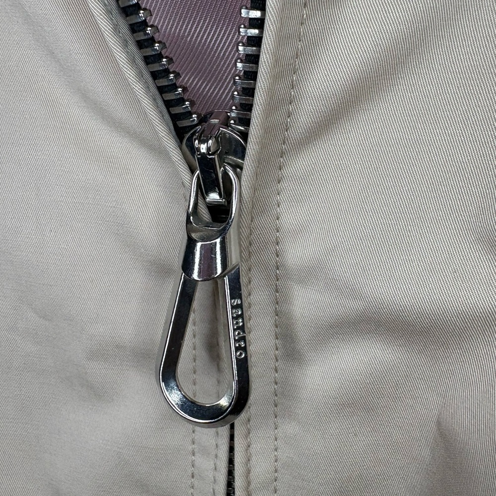 Sandro Cream Bomber Jacket with Red Accents - Picture 9 of 12